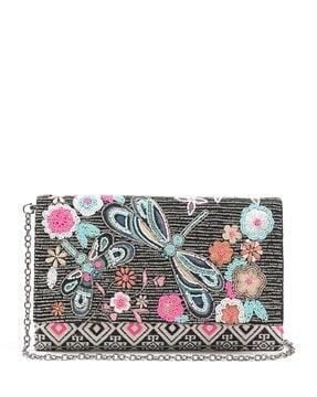 women embroidered foldover clutch