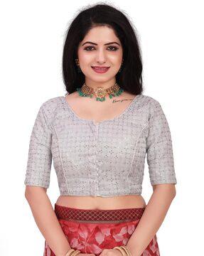 women embroidered front-open blouse
