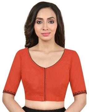 women embroidered front-open blouse