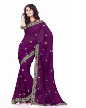 women embroidered georgette saree