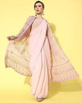 women embroidered georgette saree