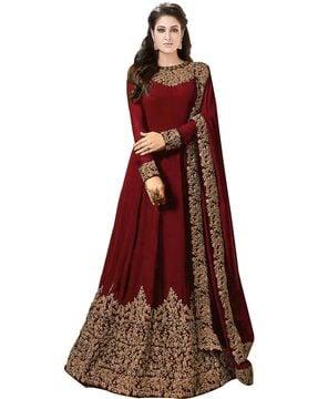 women embroidered gown dress with dupatta