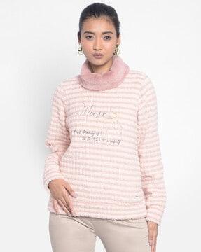 women embroidered high-neck sweatshirt