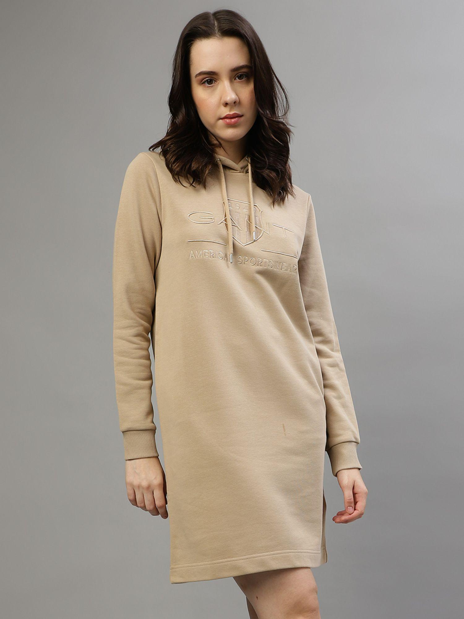 women embroidered hooded full sleeves dress