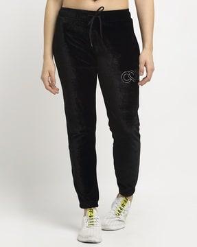 women embroidered joggers with drawstring waist