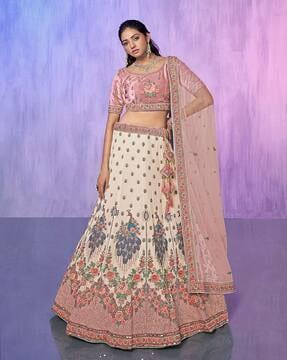 women embroidered kalidar lehenga choli set