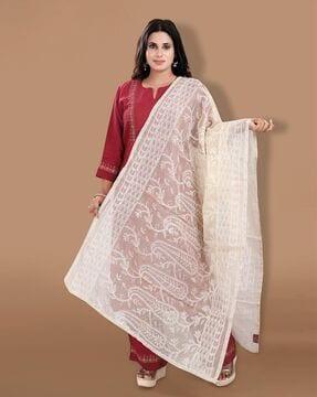 women embroidered kota doria dupatta