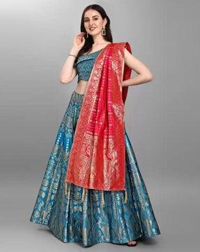 women embroidered lehenga choli & dupatta set