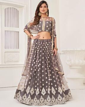 women embroidered lehenga choli set with dupatta