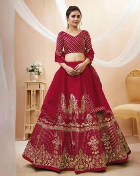 women embroidered lehenga choli set with dupatta