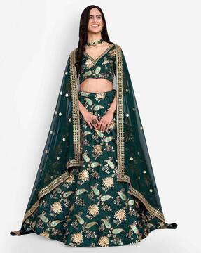 women embroidered lehenga choli set with dupatta