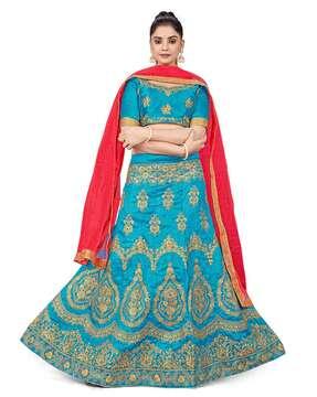 women embroidered lehenga choli set with dupatta