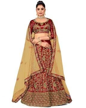 women embroidered lehenga choli set with dupatta