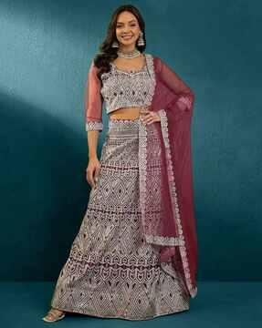 women embroidered lehenga choli set with dupatta