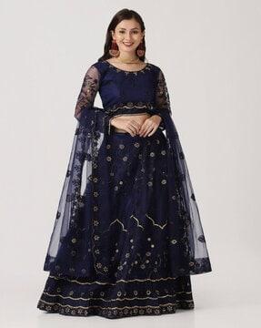 women embroidered lehenga choli set with dupatta