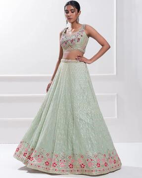 women embroidered lehenga choli set with dupatta