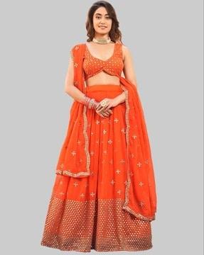 women embroidered lehenga choli set with dupatta