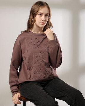 women embroidered loose fit sweatshirt