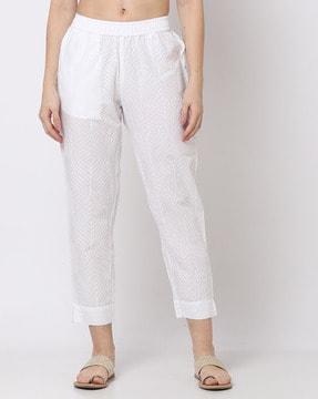 women embroidered low-rise pants