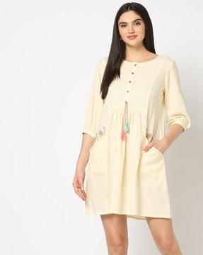 women embroidered mini a-line dress