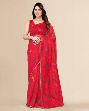 women embroidered net saree