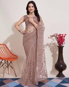 women embroidered net saree