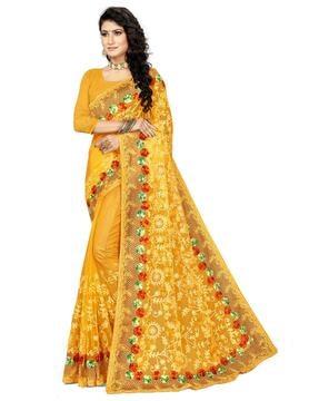 women embroidered net saree