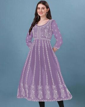 women embroidered no darts anarkali kurta