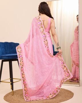 women embroidered organza saree