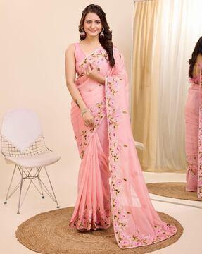 women embroidered organza saree