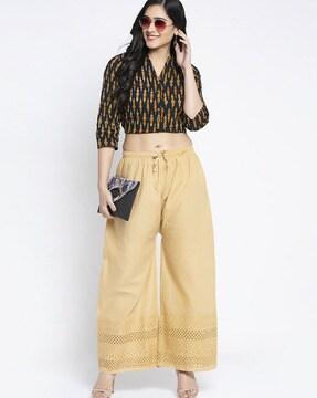 women embroidered palazzo pants