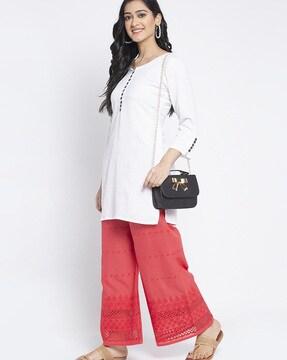 women embroidered palazzo pants