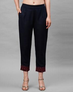 women embroidered palazzos with slip pocket