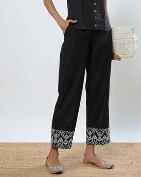 women embroidered pants with insert pocket