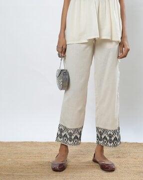 women embroidered pants with insert pocket