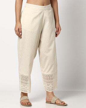 women embroidered pants with insert pockets