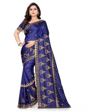 women embroidered paper silk saree