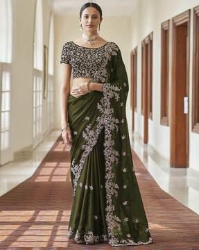 women embroidered rangoli silk saree