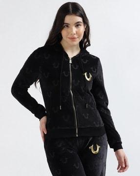 women embroidered regular fit hoodie