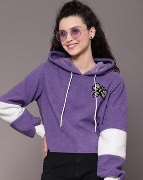 women embroidered regular fit hoodie