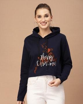 women embroidered regular fit hoodie