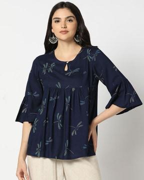 women embroidered regular fit round-neck top