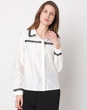 women embroidered regular fit shirt