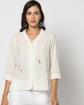 women embroidered regular fit shirt