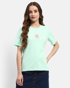 women embroidered regular fit t-shirt