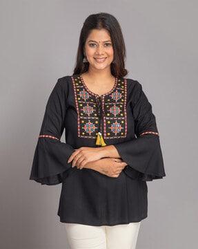 women embroidered regular fit top