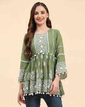 women embroidered regular fit top