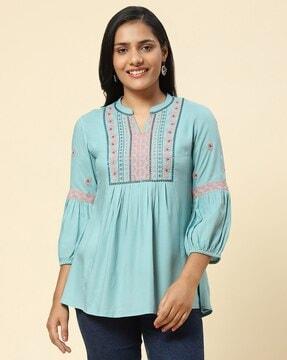 women embroidered regular fit top