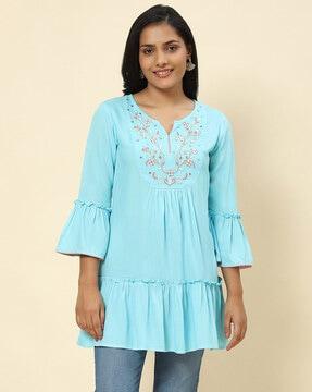 women embroidered regular fit top