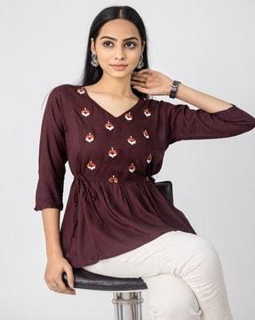 women embroidered regular fit top